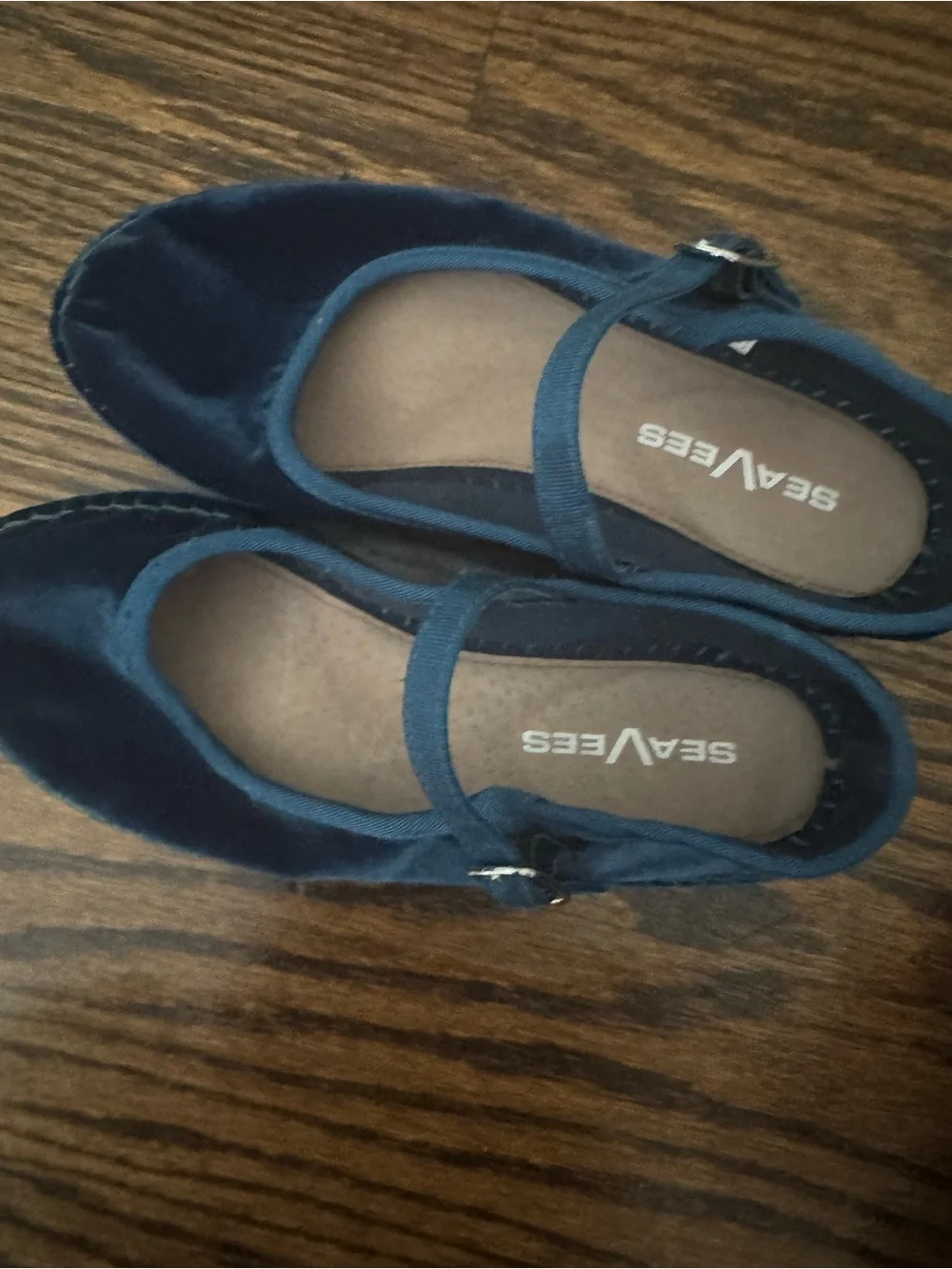 SeaVees Navy Velvet Mary Jane Flats with Buckle Strap- never worn - Picture 3 of 6